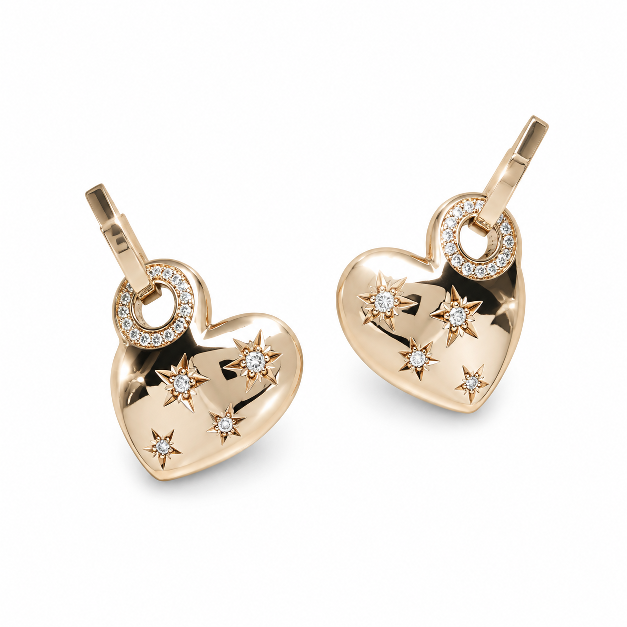 Star-set heart earrings