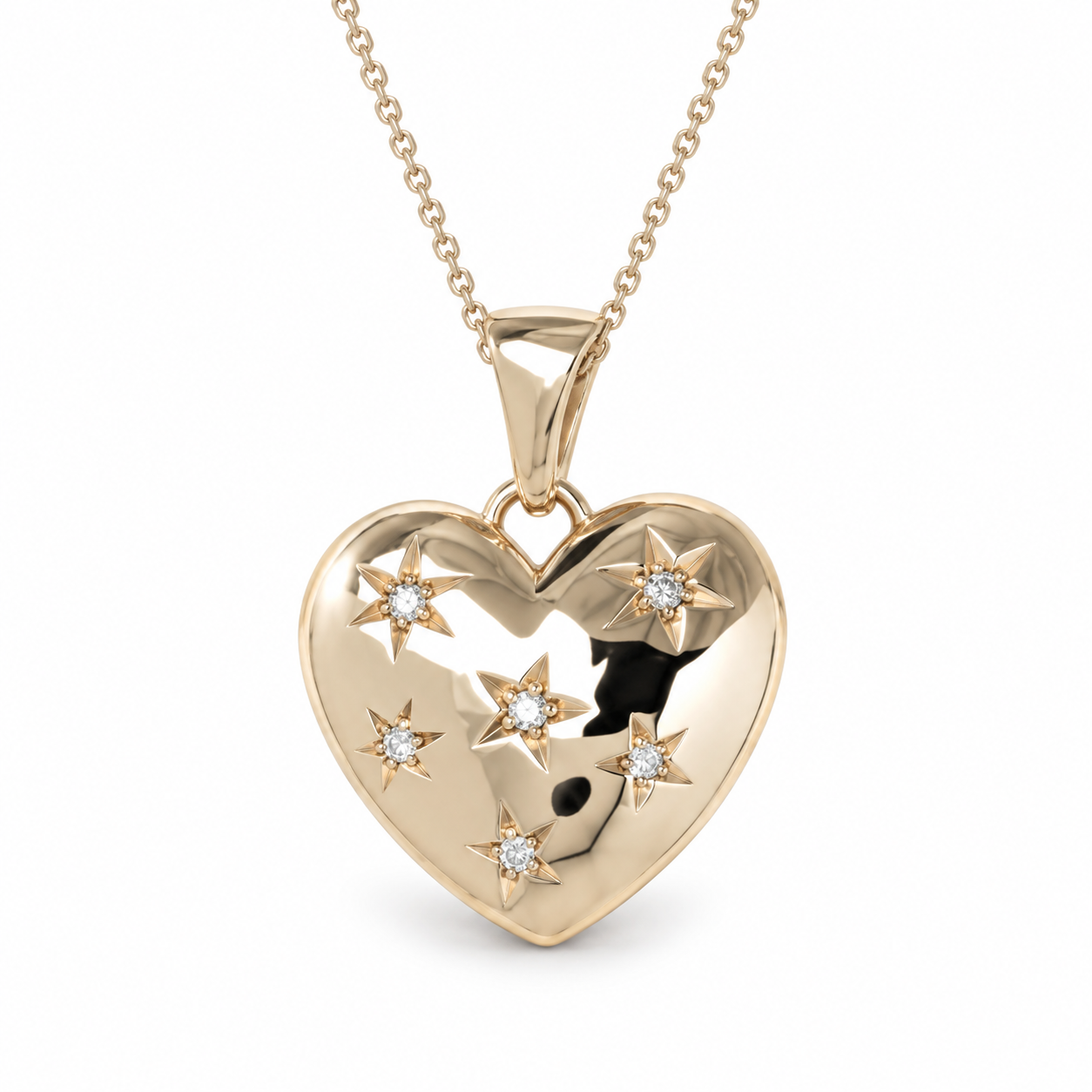 Star-set heart pendant