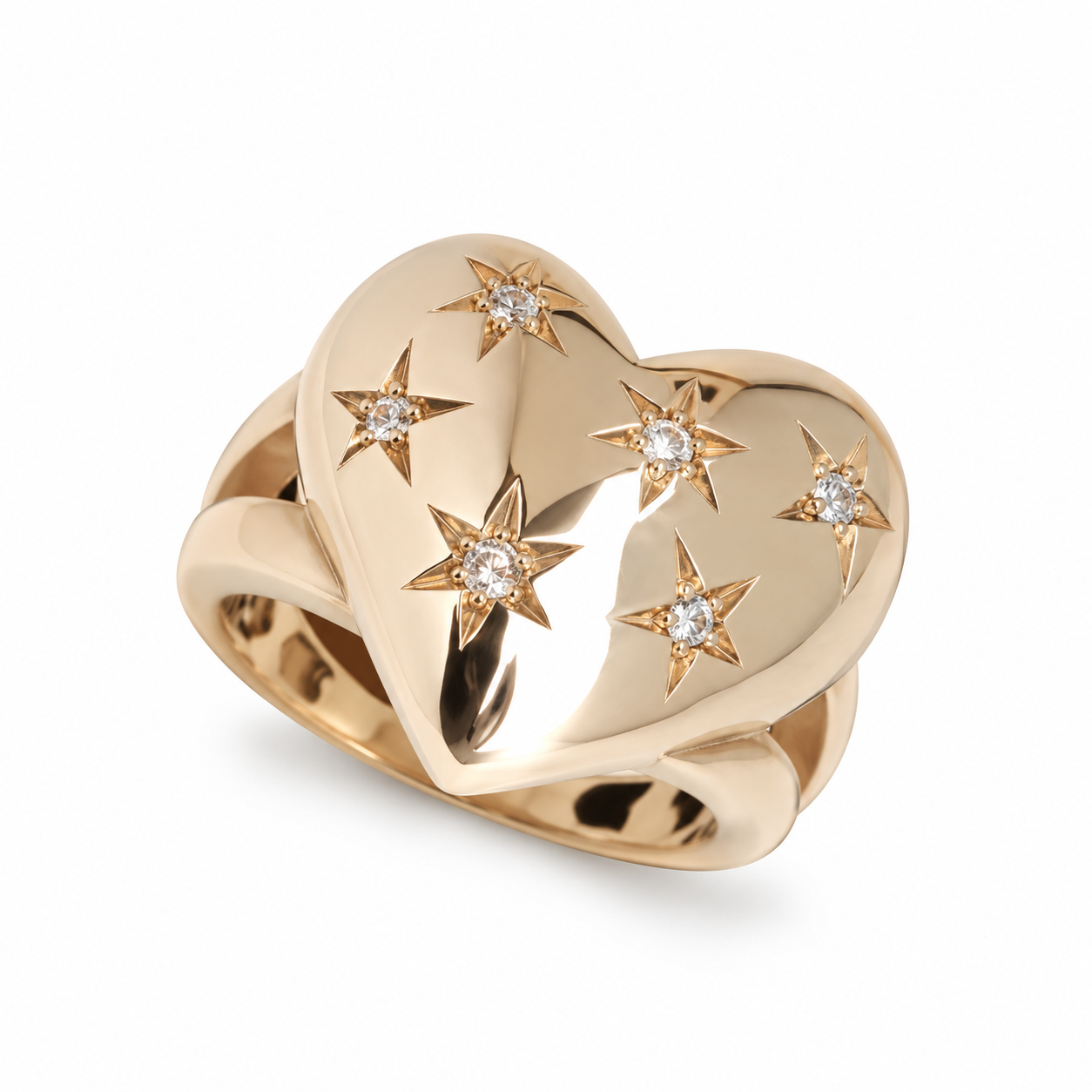 Star-set heart ring